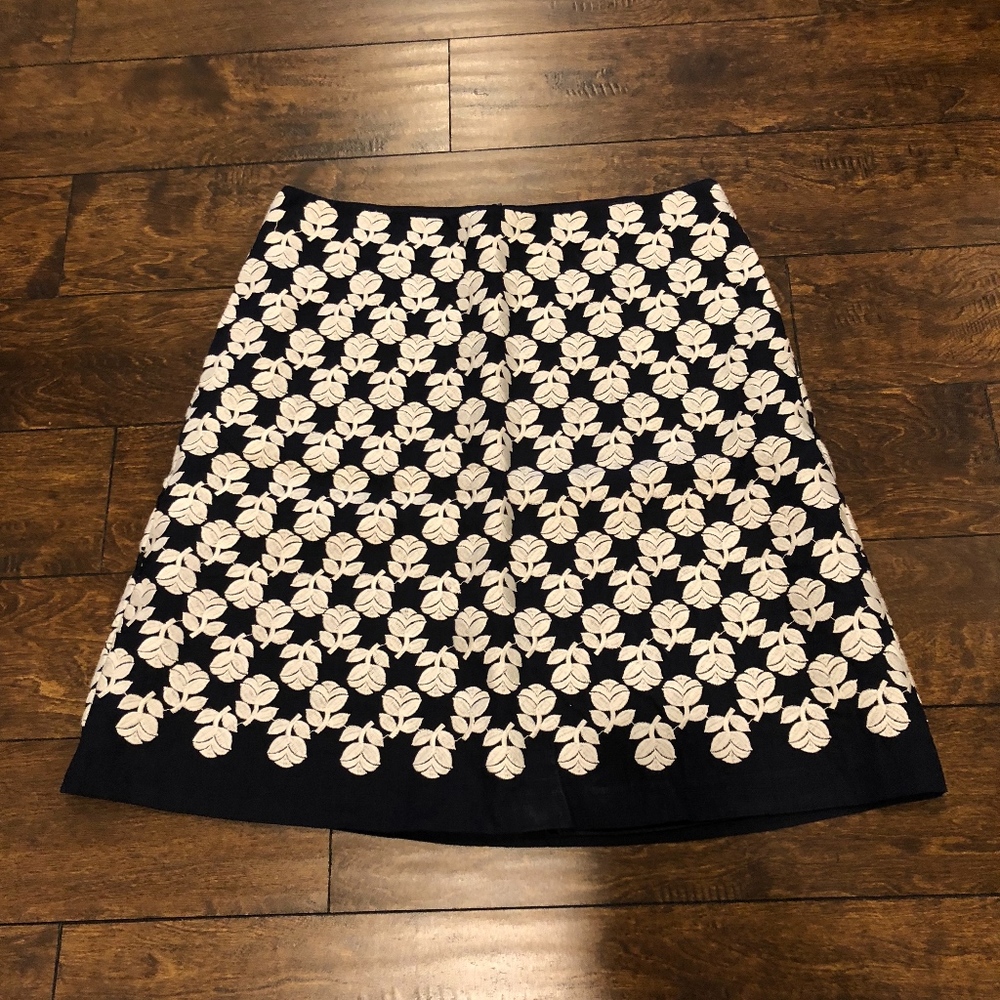 Boden A-line Navy Embroidered Skirt - Size US 12L